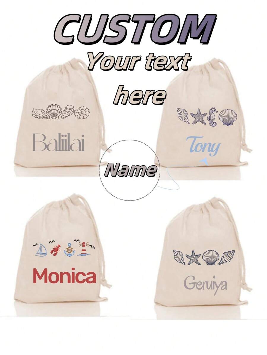 1 bolsa com cordão personalizável, pode ser impressa com nome personalizado ou mensagens de Natal. Estampada com lindas conchas de praia, cavalos-marinhos, estrelas-do-mar e outros padrões, é a escolha ideal para presentes de compras. O porta-moedas é um presente decorativo para a escola das crianças. Pode ser personalizado com o seu nome.