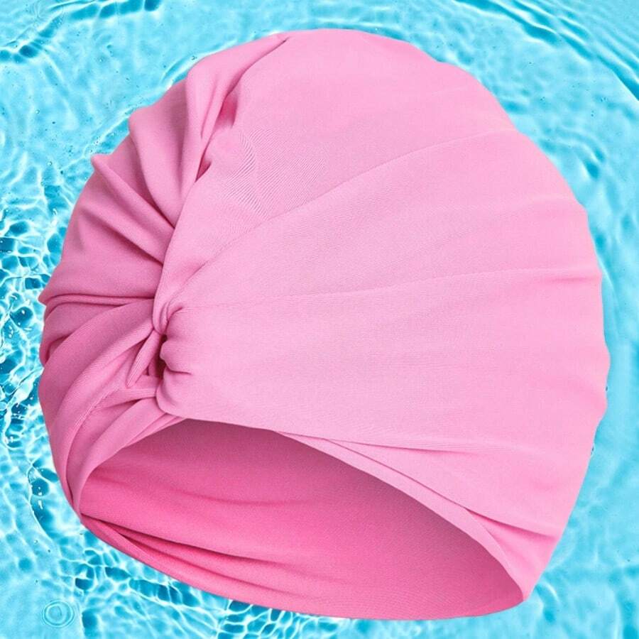 1pc Women Adult Swim Cap, Double-Layer Twist Flower Swim Cap, Comfortable Non-Slip Ear Protection Swimming Cap, Spa Swimming Hat, Beach Essentials, Beach Accessories, Pool Float