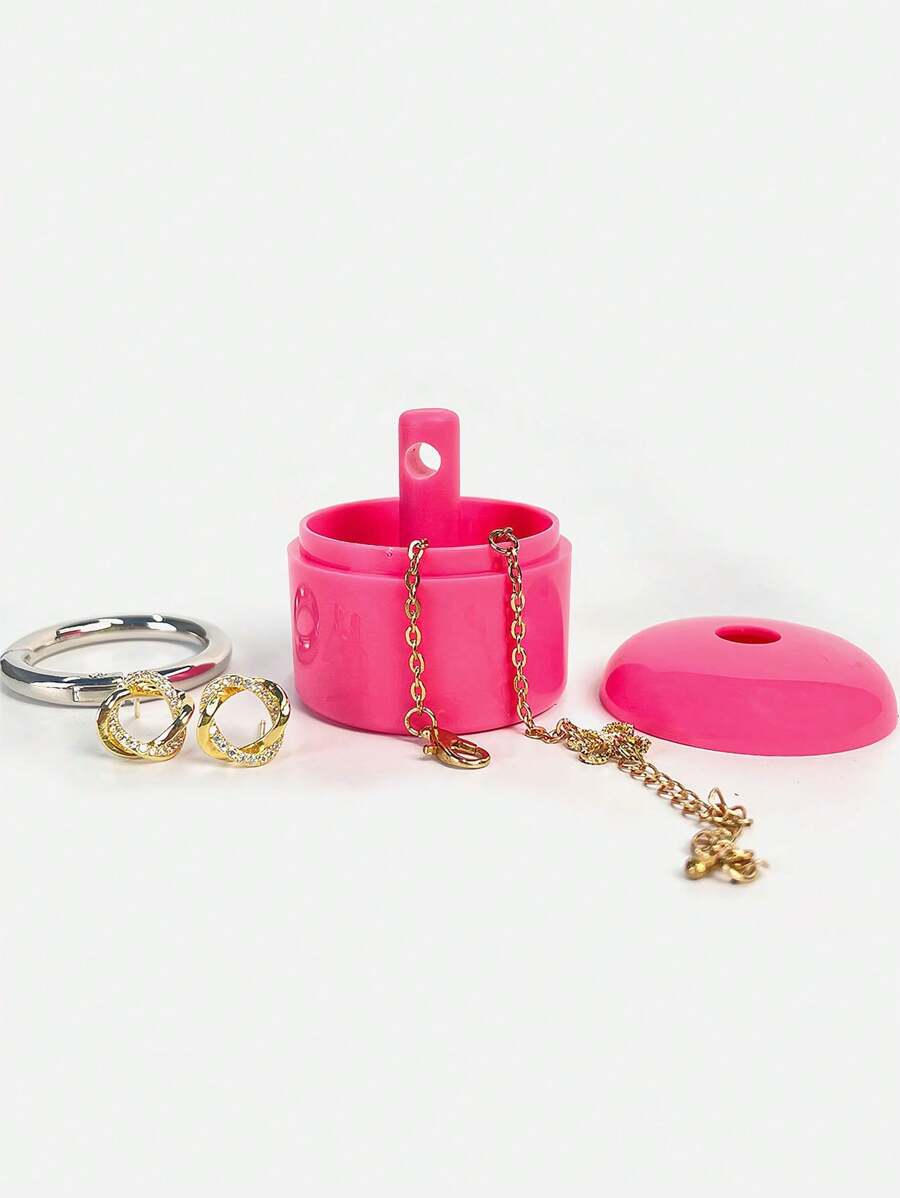 Jewelry Box Case,Portable Jewelry Storage Case,Traveling Jewelry Holder Storage, Pill Box Keychain Container,Keychain,Portable Ring Holder Keychain,Sports Jewelry Box Case,Travel Jewelry Box Case,Women'sTraveling Ring Holder Keychain,Small Round Metal Ring Container For Earrings, Rings, Necklaces For Women Storage Organizer Travel Essentials Back To School Dormitory Storage