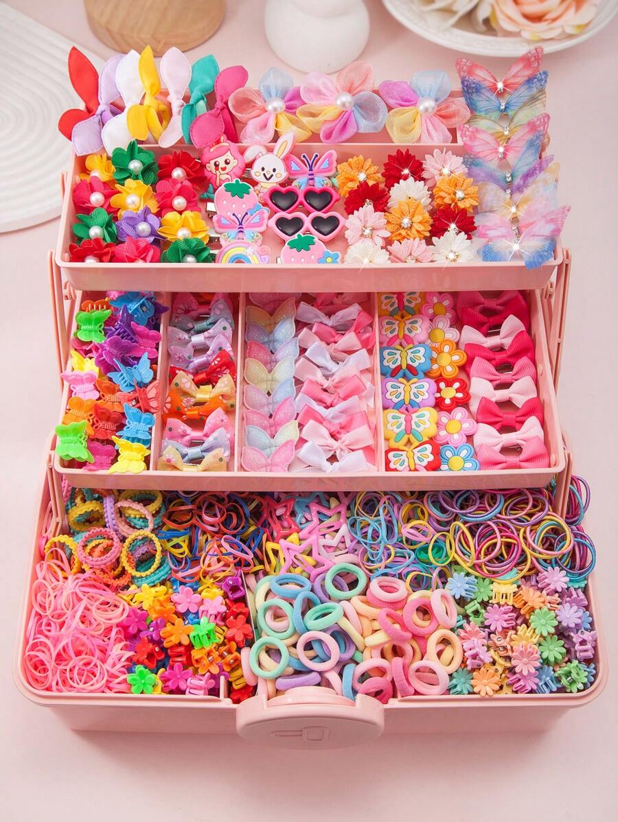 499pcs/Set Girls Colorful Bow Hair Clips, Fashion Minimalist Hair Ties, Ponytail Holders For Students, Suitable For Daily And Party Use