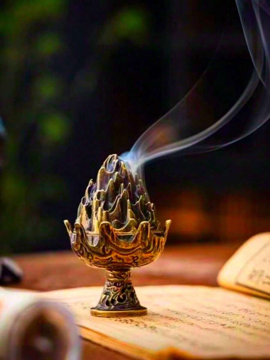 2pcs Aloeswood Incense For Peaceful Sleep, Antique Hollow Lotus Incense Burner, Mini Multi-Hole Lotus Lamp Ornament
