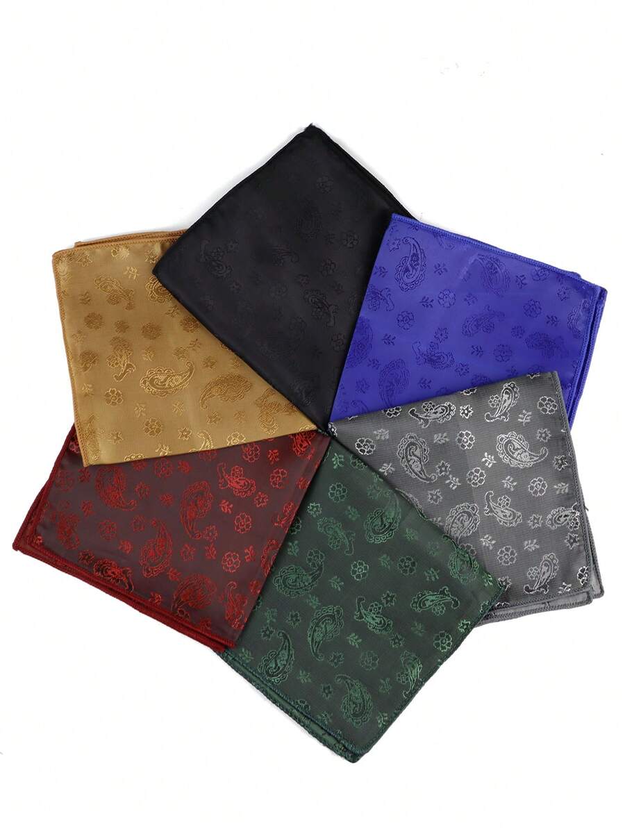 ZLQ&GOU 1pc Paisley Pattern Handkerchief, Elegant & Comfortable Pocket Square For Men, Suitable For Formal Occasions Such As Dress Shirt And Dinner Party - Multiple Colors Available