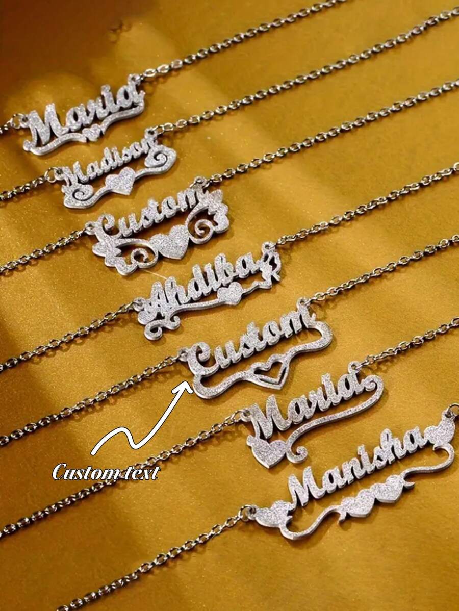 1 pieza Collar personalizado mate con nombre, colgante con forma de corazón grabado de acero inoxidable, collar con letras inglesas personalizadas, adecuado para el Día de San Valentín, Día de la Madre, Acción de Gracias, regalo para parejas, familia y amigos