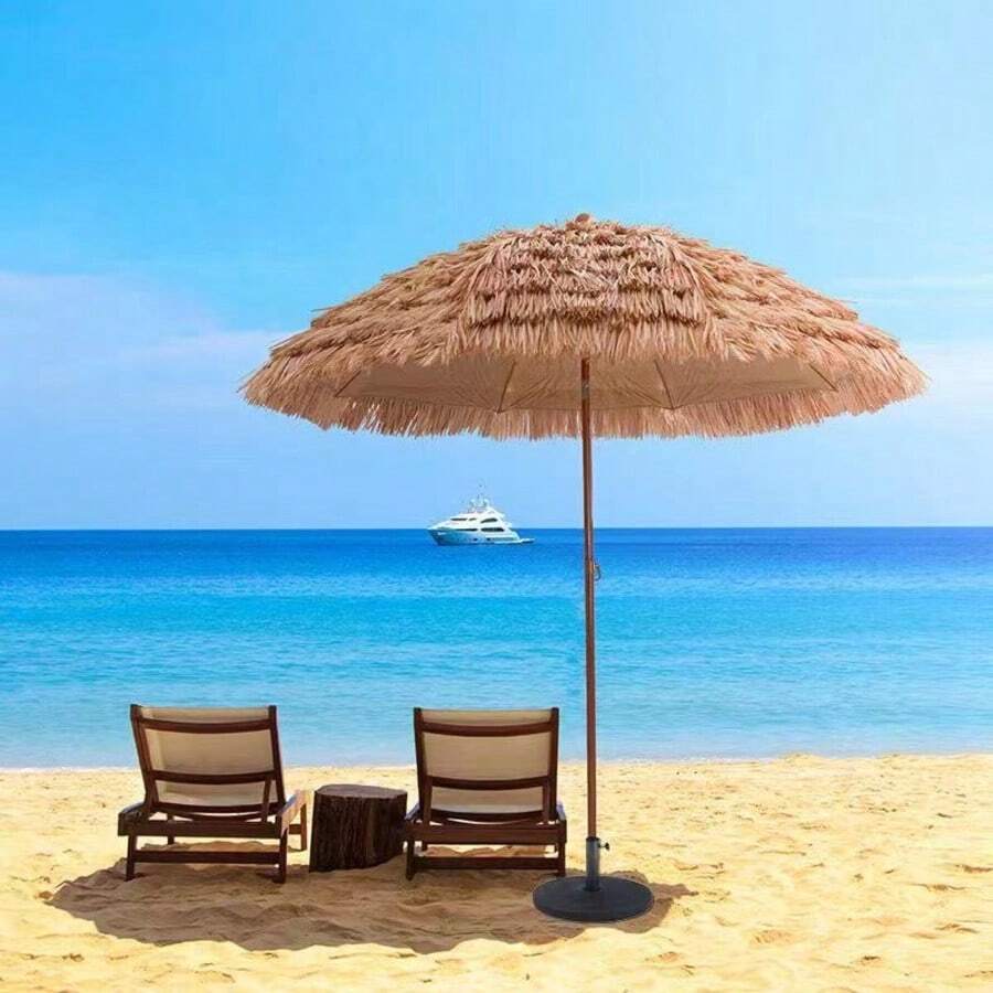 Realistic Straw Parasol Sunshade Umbrella For Beach, Camping, Beach, Garden, Courtyard, Marketplace, Fake Straw Umbrella
