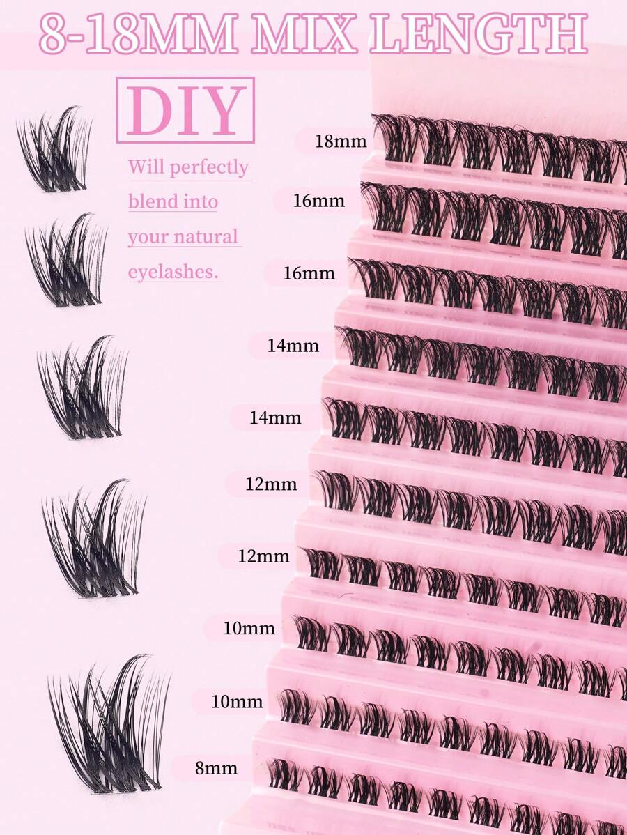120 tufos, D Curl 8-16mm Mistos 0.07mm, Cílios Falsos de Vison Impermeáveis, Leves e DIY, Adequados para Maquiagem Natural a Dramática, Adequados para Uso Diário e Eventos