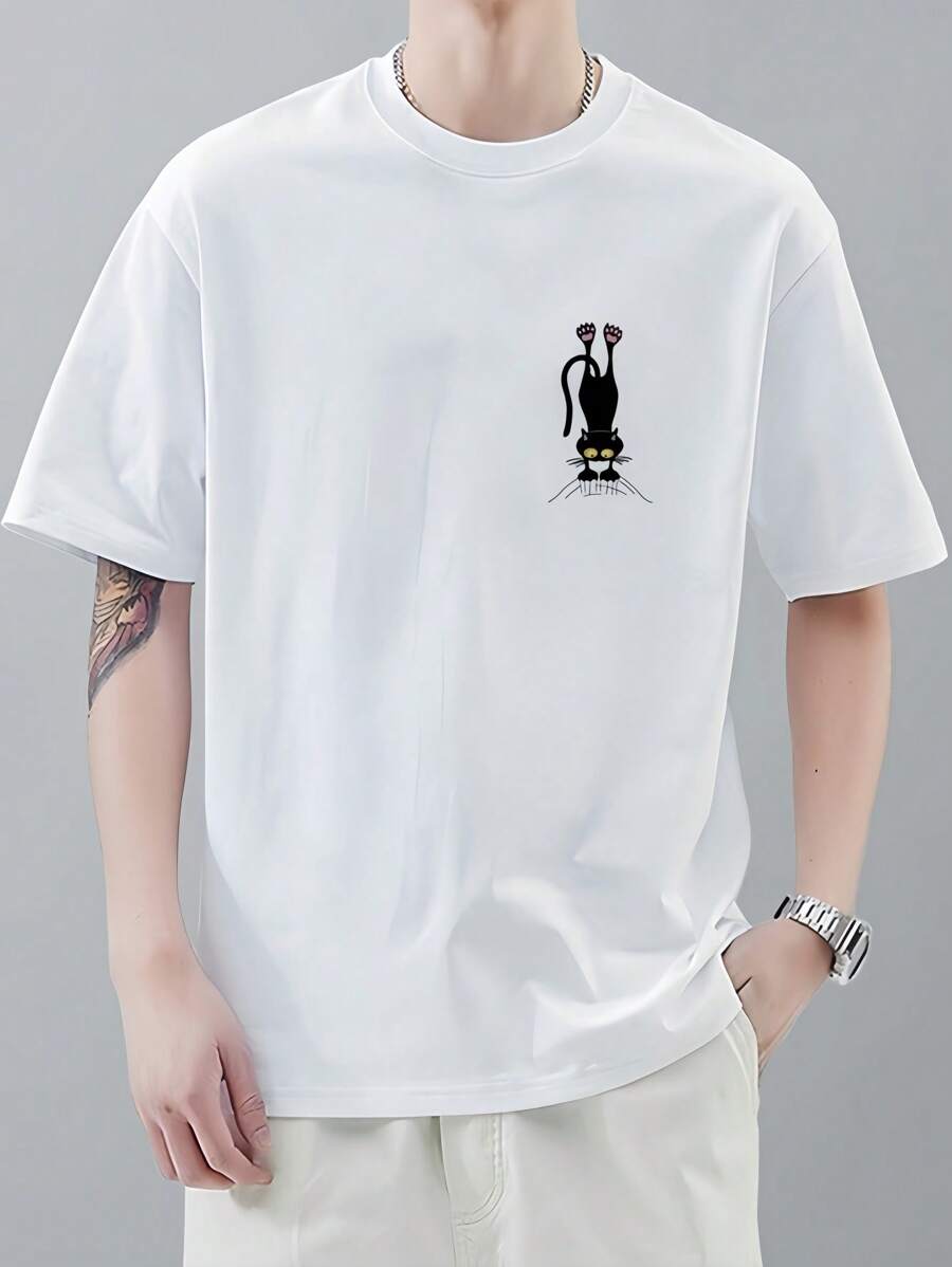 Must-Have! 100% Cotton Short-Sleeved T-Shirt For Men, 200g Heavyweight And Breathable Fabric, Fashionable Print, Very Casual, Comfortable