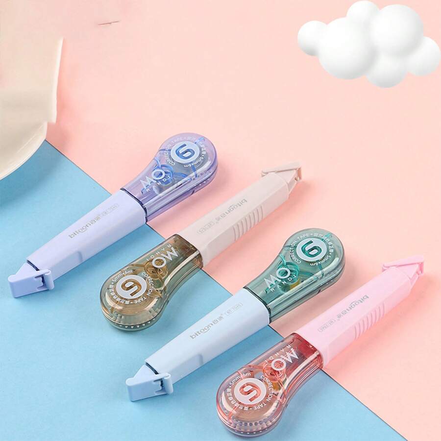 Fita Corretiva com Formato de Caneta, Fita Corretiva Pequena e Compacta para Uso de Estudantes e Escritório, Estilos e Cores Aleatórios, Presente de Papelaria Perfeito para Aniversário, Ano Novo 2025, Materiais Escolares