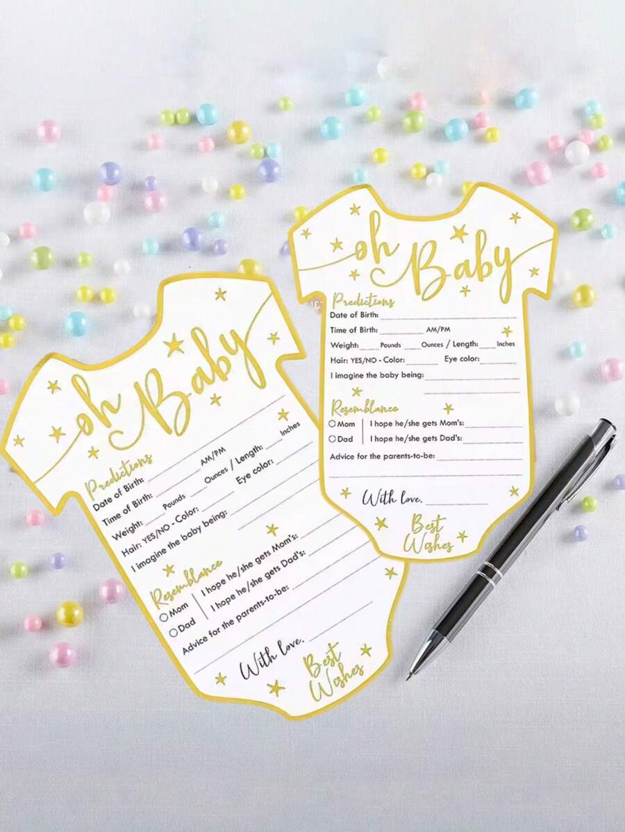 5/10pcs Foil Clothes Cards, 5"X7" Baby Christening Gender Reveal Party Game, Newborn Gender Prediction Cards
