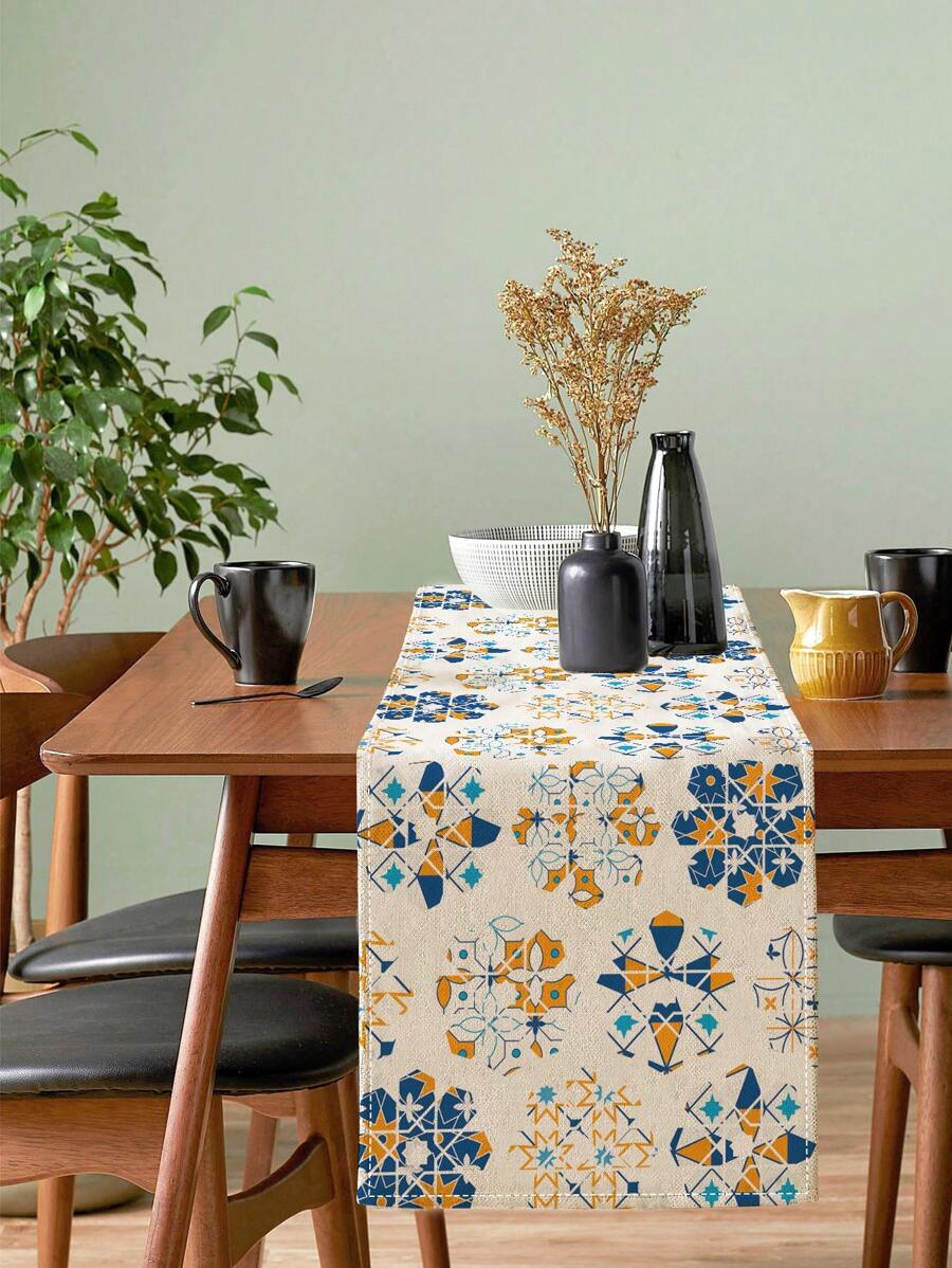 1 peça Bandeira de mesa abstrata geométrica árabe moderna floral abstrata, adequada para cozinha, festa de casamento, festival, cozinha ao ar livre, centro de mesa para casa, sala de estar, decoração de restaurante