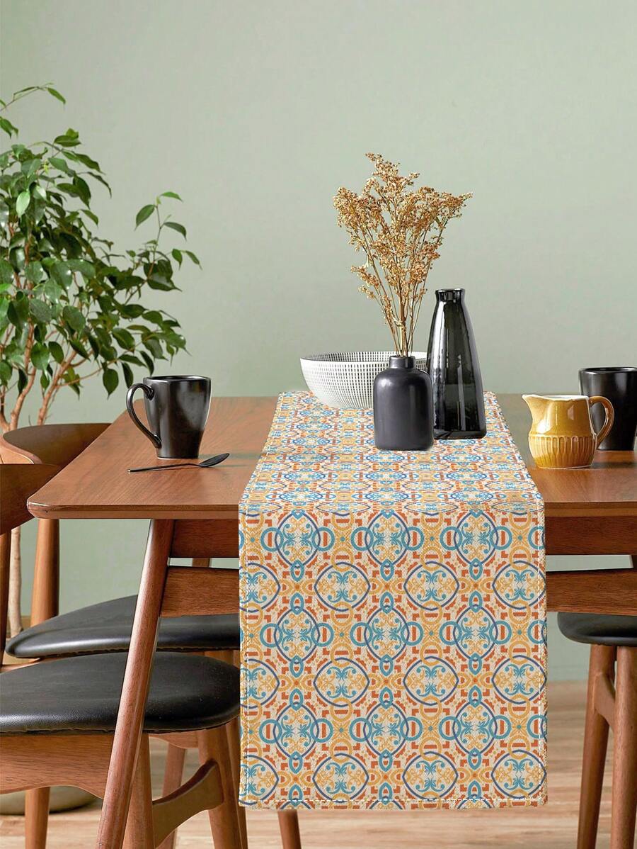 1 pièce Chemin de table abstrait géométrique arabe, floral moderne. Convient pour la cuisine, les mariages, les fêtes, la décoration extérieure pour la table de la cuisine, de la maison, du salon, des restaurants