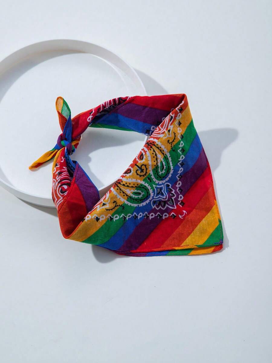 1 set de bandeaux, bandanas pour femmes, foulards carrés rayés multicolores arc-en-ciel pour festival de la fierté, convient pour porter le jour de la fierté, bandeau turban, bandeau de sport