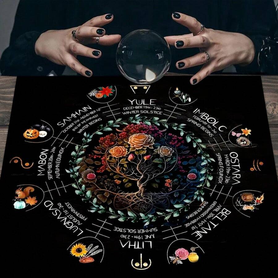 Party Games & Activities Enchanting 12 Constellation Tarot Tablecloth Mystical Vintage Floral Durable Polyester Witchcraft Astrology & Oracle Card Readings Ideal For Home Decor