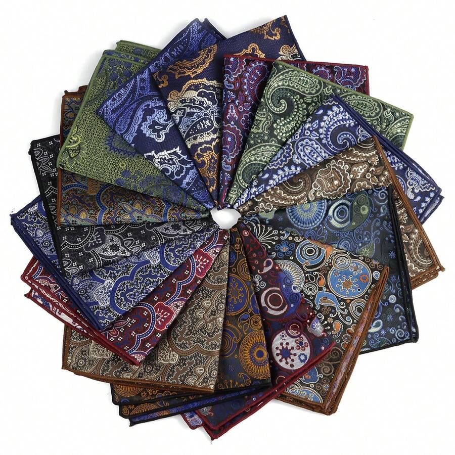 ZLQ&GOU 1pc Fashion Men's Handkerchief, Paisley Pattern Pocket Square, Contrast Color Woven Handkerchief Suitable For Wedding, Party, Formal Occasions, Gentlemen's Suit Decoration