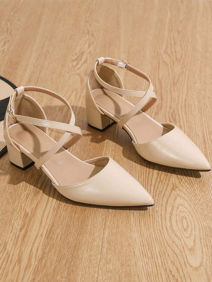 Wide Fit Women's New Spring/Summer Pointed Toe Slingback Sandals, Fashion Versatile Low Heel Slingback High Heels