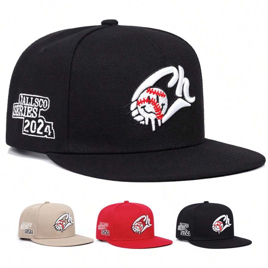 1 Piece Of Men's Baseball Embroidered Hip-Hop Hat, Sunshade, Breathable, Street Hip-Hop Style Adjustable Hat, A Must-Have For Street Outfits