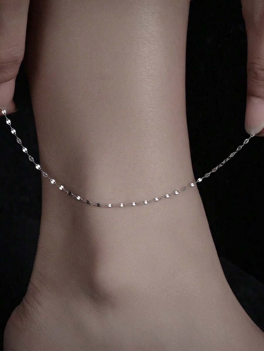 Nuevo tobillera de mujer de plata de ley S925 chapada en oro de 18 quilates con diseño de labios besándose, de alta gama