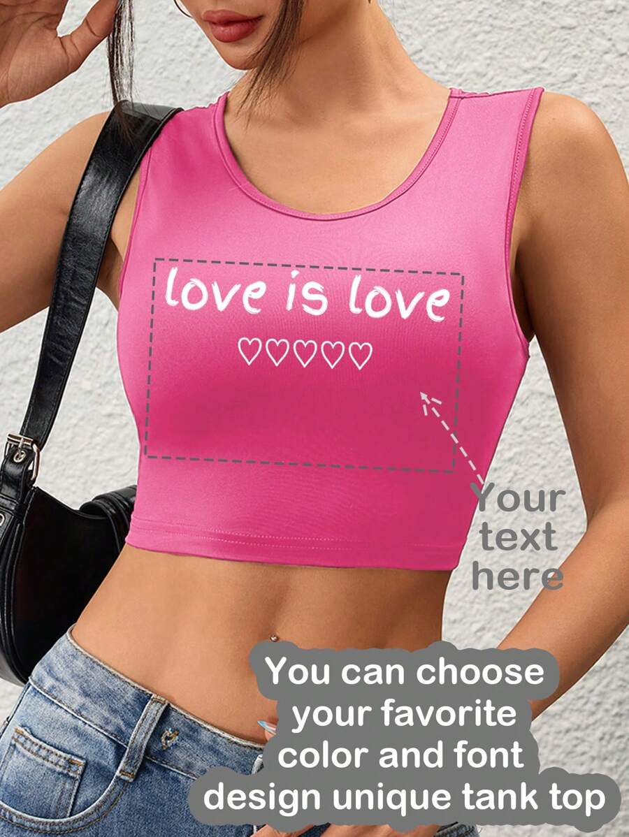 Regali personalizzati, canotte corte personalizzate per signora, aggiungi testo (citazioni/frasi/nomi/numeri/slogan, ecc.), puoi scegliere i tuoi caratteri e colori preferiti, progetta le tue canotte corte personalizzate stampate come regalo per la tua ragazza, possono essere disegnate e personalizzate per San Valentino