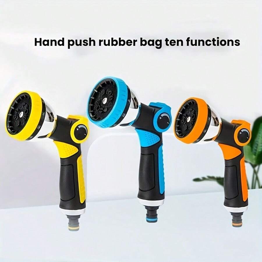 1 pieza de pistola de agua para regar plantas, con cabezal rociador envuelto en pegamento y 10 funciones. Herramienta de riego automático para jardines, con una pistola rociadora para regar vegetales y jardines