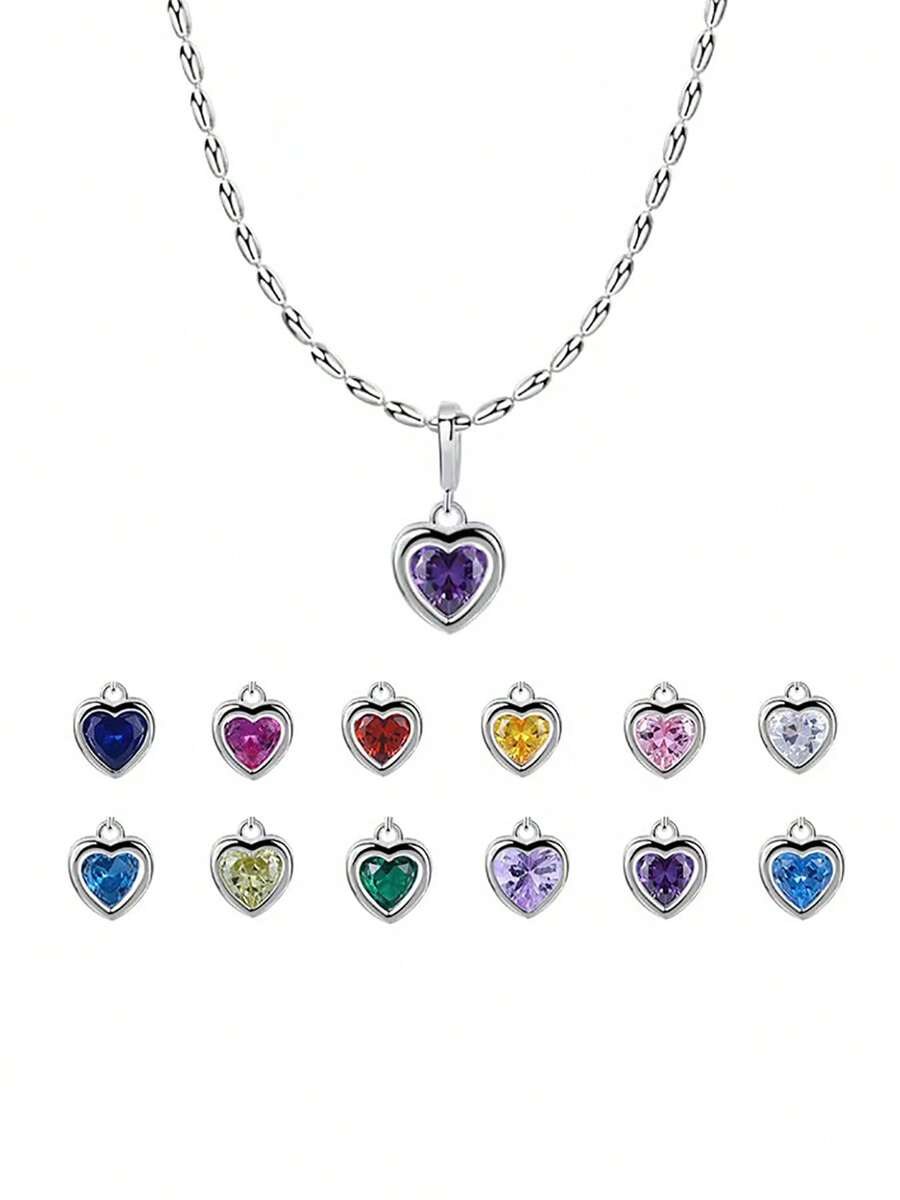 1 Stück Sterling-Silber 925 eleganter und romantischer herzförmiger bunter künstlicher Zirkonia-Anhänger - ideal für den täglichen Gebrauch und Bankettkleidung von Frauen. Perfekte Schmuckgeschenke für Geburtstage, Valentinstag, Muttertag, Erntedankfest und Weihnachten.