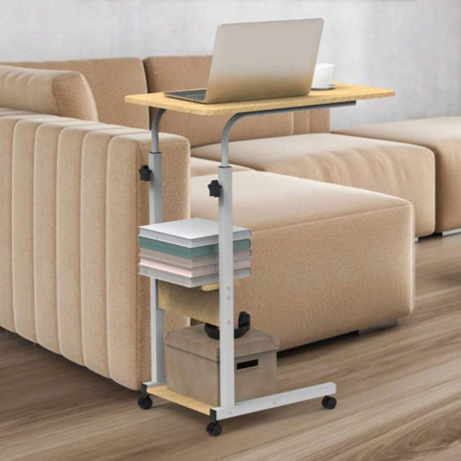 C Side Table Laptop Table Small Slim Snack Side Table For Couch Bed Sofa For Small Spaces Living Room Bedroom--Beige