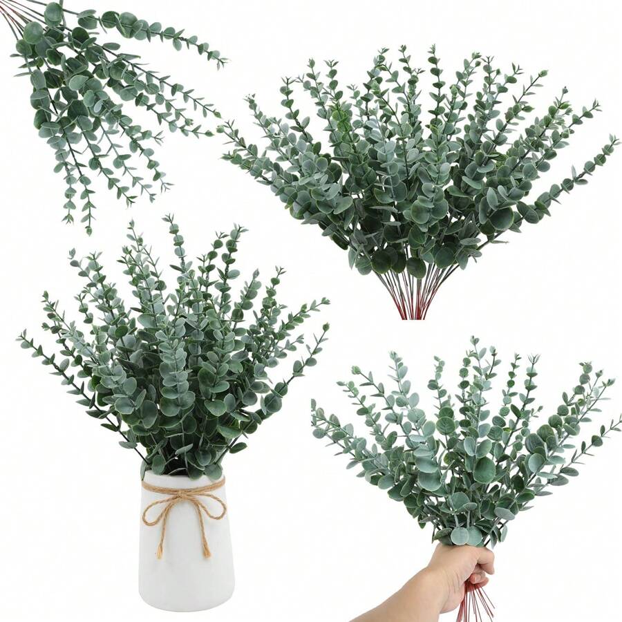 5/10/20/30Pcs Eucalyptus Stems Artificial Plants Faux Eucalyptus Branches Faux Eucalyptus Stem For Home And Office Use Artificial Flower Bouquet Center Piece Wedding Decoration Christmas Decoration