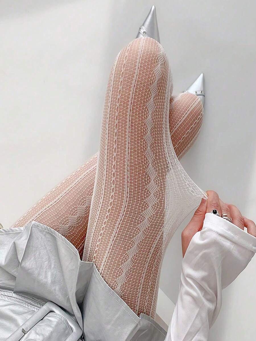 2 pares de meias-calças de renda diamante estilo balé, meias arrastão sensuais com listras verticais vazadas, meias-calças justas e emagrecedoras, leggings arrastão femininas/meias arrastão/meias arrastão com virilha aberta/meias-calças arrastão com suspensórios