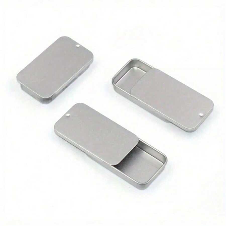 1PC Push-Pull Sliding Lid Tin Box - Mini Airtight Container For Candy/Lip Balm/Pills, Vintage Metal Storage Jar