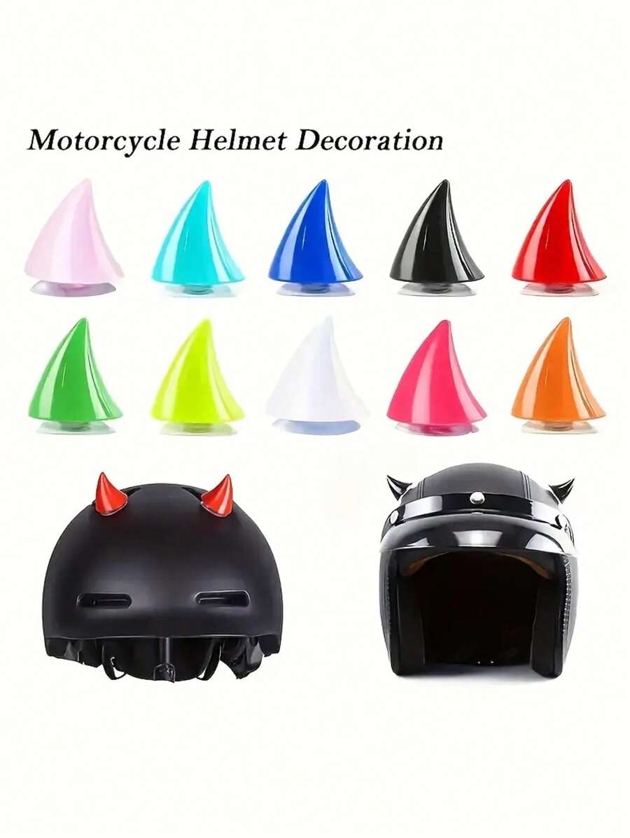 2/4 piezas - Cuerno de becerro creativo para casco de scooter eléctrico y motocicleta - Iluminación redonda retro, accesorios multiusos de ventosa roja y azul, de TPU duradero, piezas de motocicleta