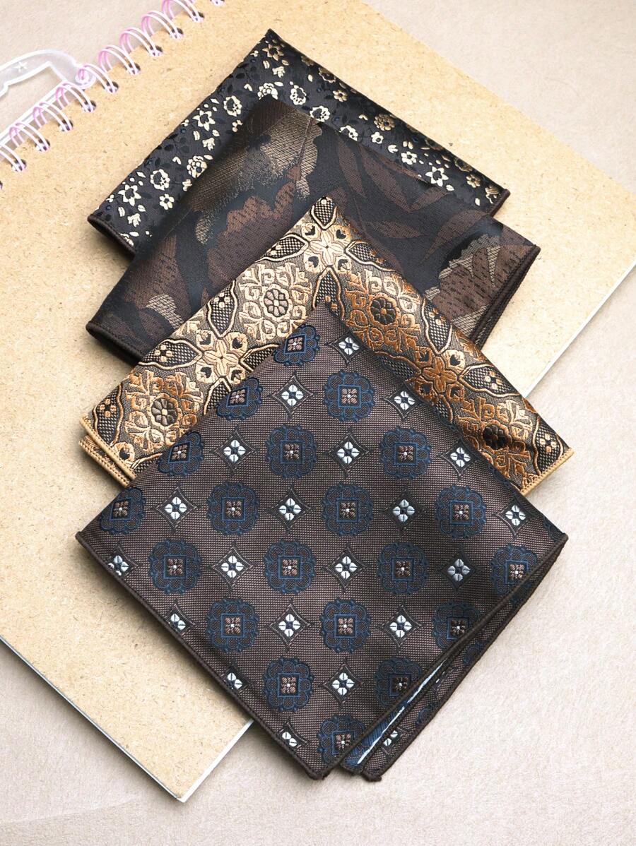 1pc Floral Print Pocket Square, Suitable For Suit, Business, And Streetwear