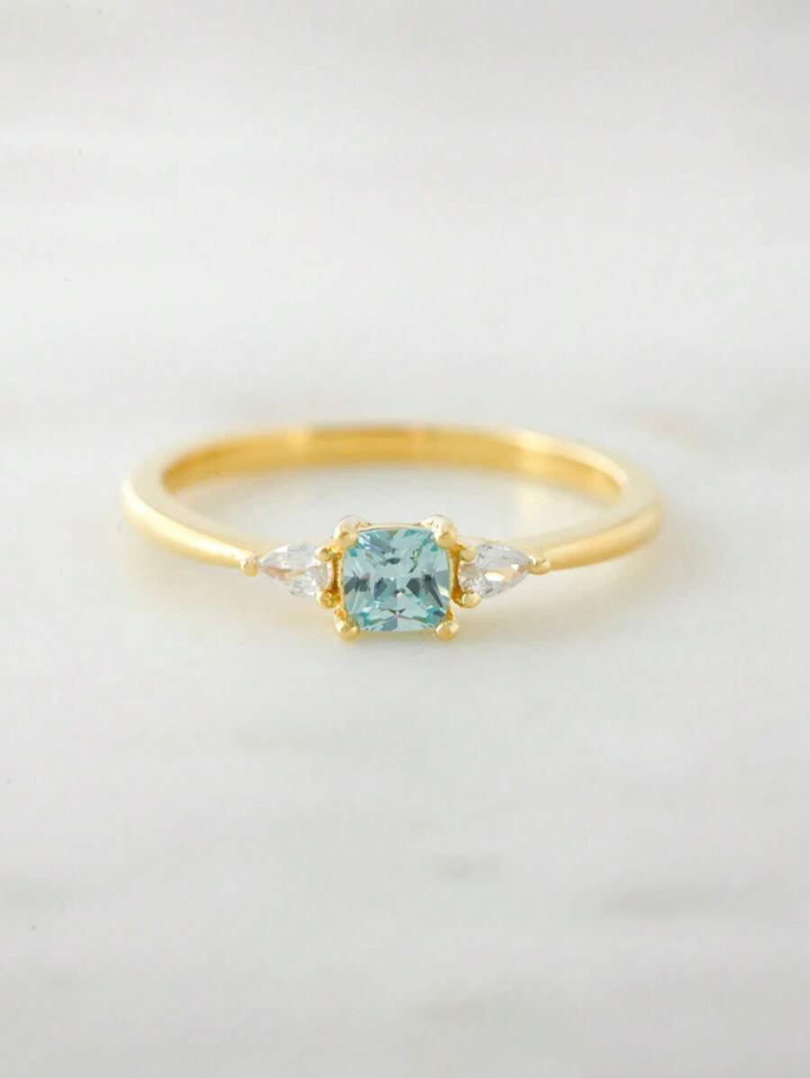 1pc S925 Sterling Silver Vintage Style Blue Zirconia Minimalist Ring, Elegant & Versatile Jewelry Gift For Women, Suitable For Daily Wear, Parties, Holidays