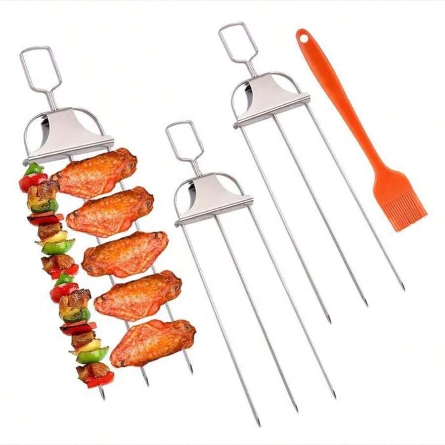 Fourchettes à griller - JINZDASU - 35 cm - acier inoxydable - 3 dents - réutilisables