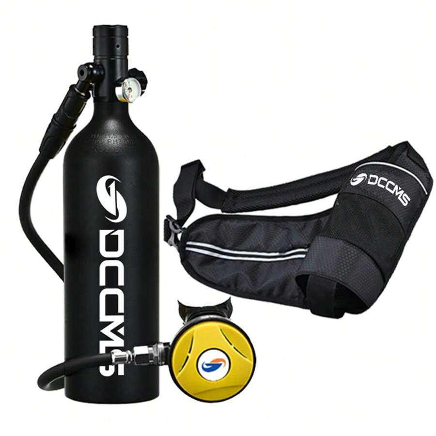 Tanque de buceo mini de 1000ml, tanque de aire reciclable y reutilizable adecuado para buceo y natación al aire libre (sin gas, negro)