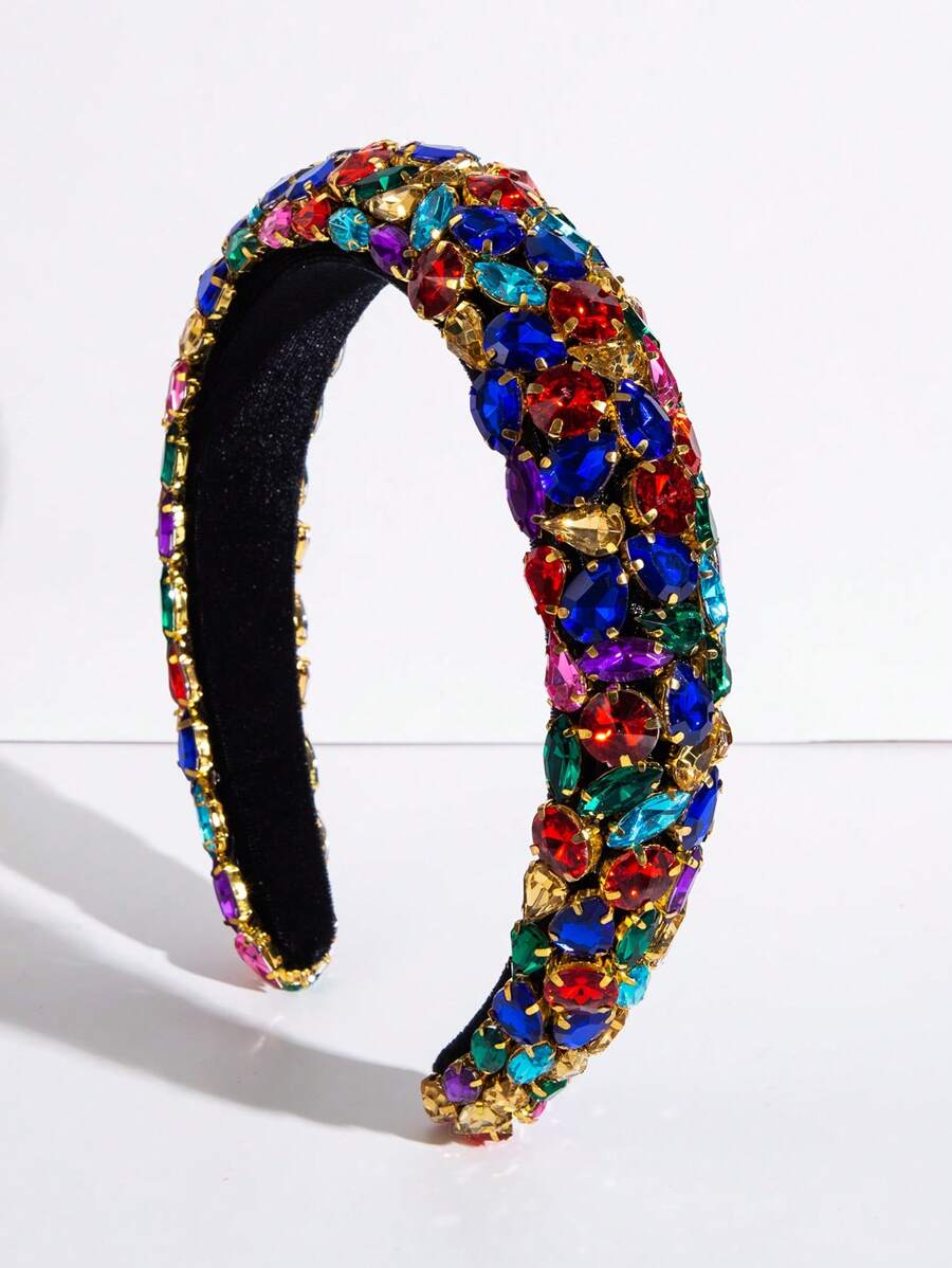 1 pièce Bandeau à large bord asymétrique orné de strass en éponge, style européen et américain, convient pour les bals, les banquets, les fêtes. Bandeau pour femmes, accessoire de cheveux