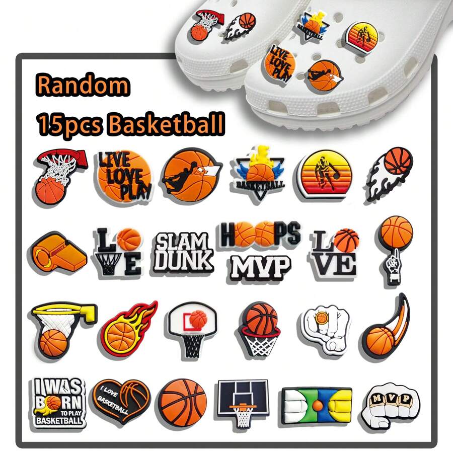 25 stuks schoenaccessoires met basketbalthema, leuke doe-het-zelf schoendecoraties geschikt voor klompenfeestjes, cadeau voor vrouwen en mannen (diverse stijlen, handgemaakt met mogelijke kleine lijmresten of defecten aan de achterkant)