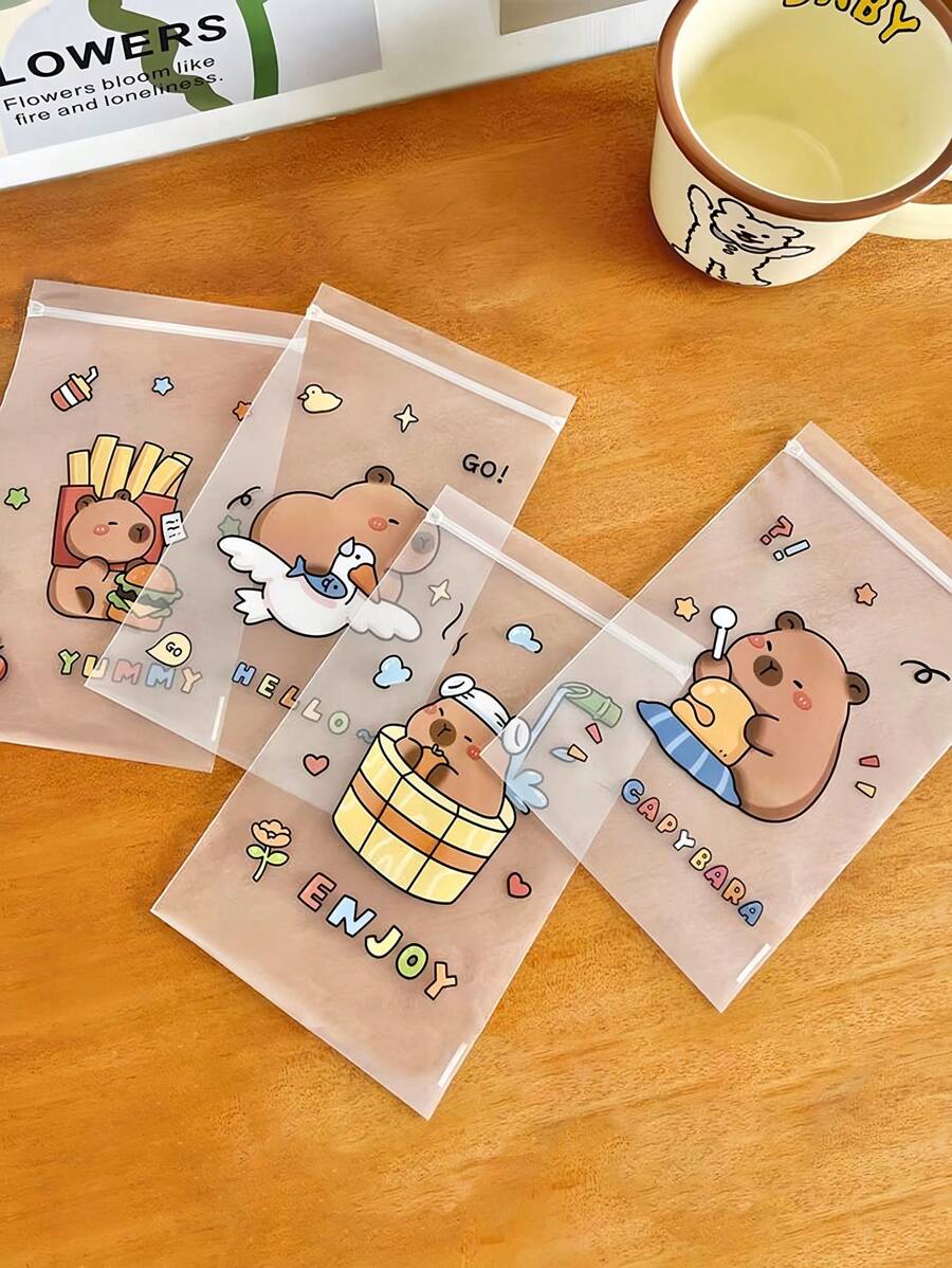 5/10 stuks schattige Capybara mini-ritstas - stofdicht, haaraccessoires, cadeauzak, snoepzak (willekeurige stijl) Perfecte cadeauzak voor familie, vrienden en collega's