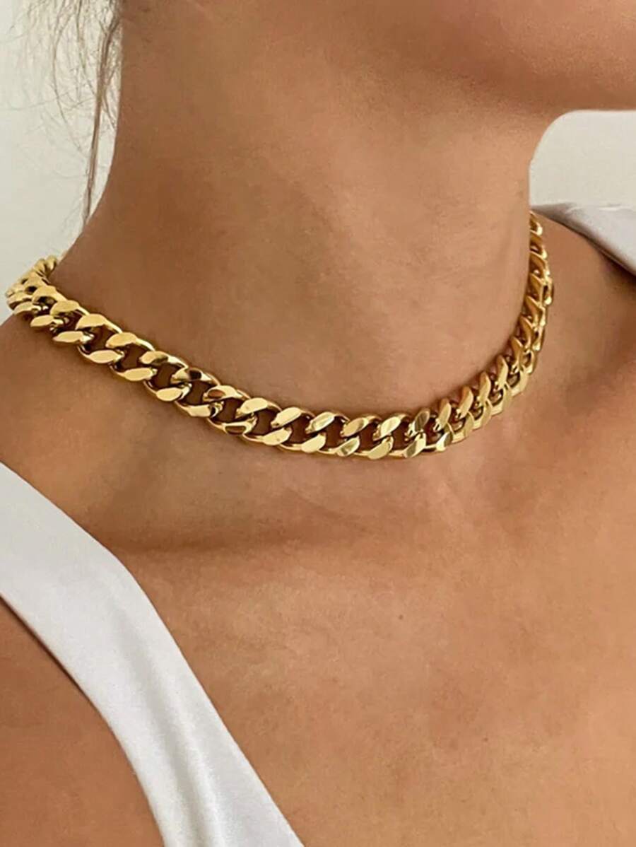 Tkool 1 pieza Collar de cadena gruesa elegante, accesorio de moda para mujer