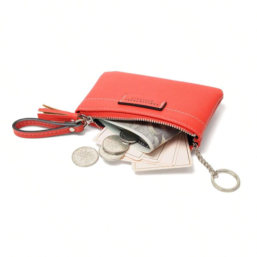 Mini PU Leather Coin Purse With Keychain Fashion Zipper Clutch Wallet Large Capacity Change Pouch With Tassel For Women Wallet Purse Wallet Keychain Travel Wallet Coin Wallet Mini Wallet