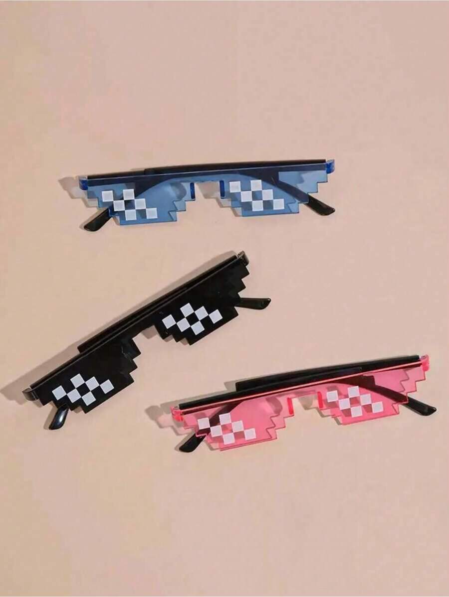 1 pieza, Accesorios divertidos para fiestas de vacaciones, gafas de píxeles de anime, artículos raros, objetos, pequeños artilugios geniales, cosas inusuales, decoraciones de fiesta, suministros de fiesta (surtido aleatorio)