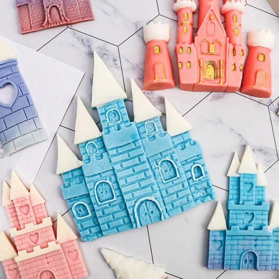 Prinzessinnenschloss Silikon Fondant Form, Schokoladen Backform, handgemachte DIY Torte Dekoration Einsatzplatte, Schokoladen Form, Backform, Tortenboden Form