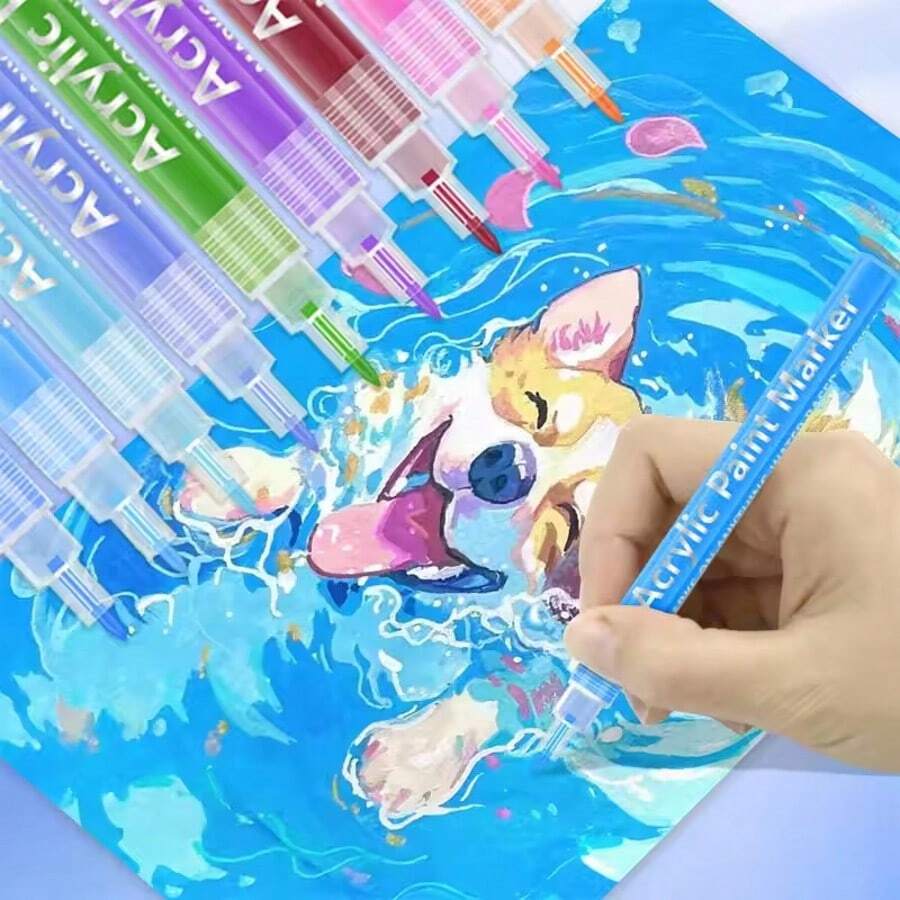 0.7mm Import Fine Tip Acrylic Paint Marker, Suitable For Sketching, Drawing And Art Use, School Supplies,Back To School