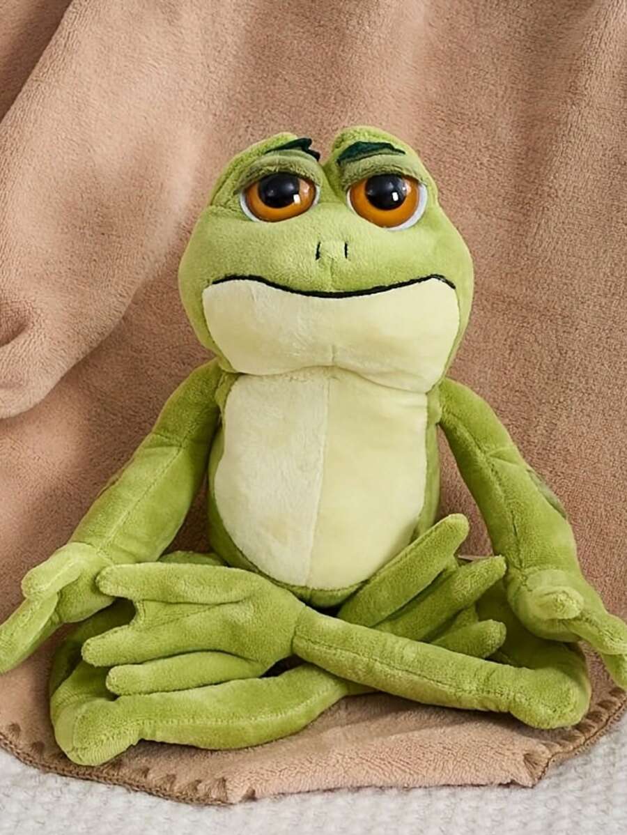 1 pezzo Bambola di peluche a forma di rana seduta carina, regalo creativo di rana verde imbottita