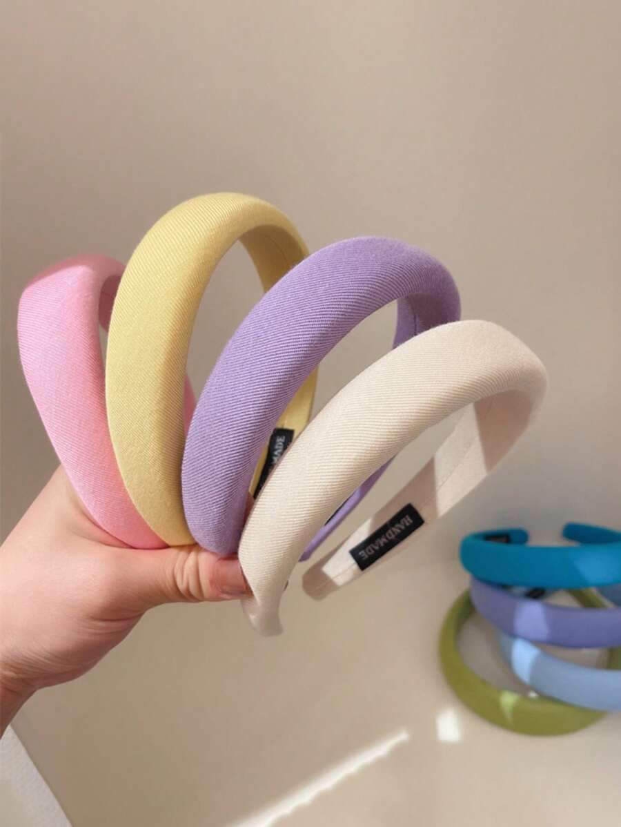 1pc Wide Velvet Headband For Women With Vintage Red High Crown And Sponge Padding,Hairband,Hair Hoop Headbands