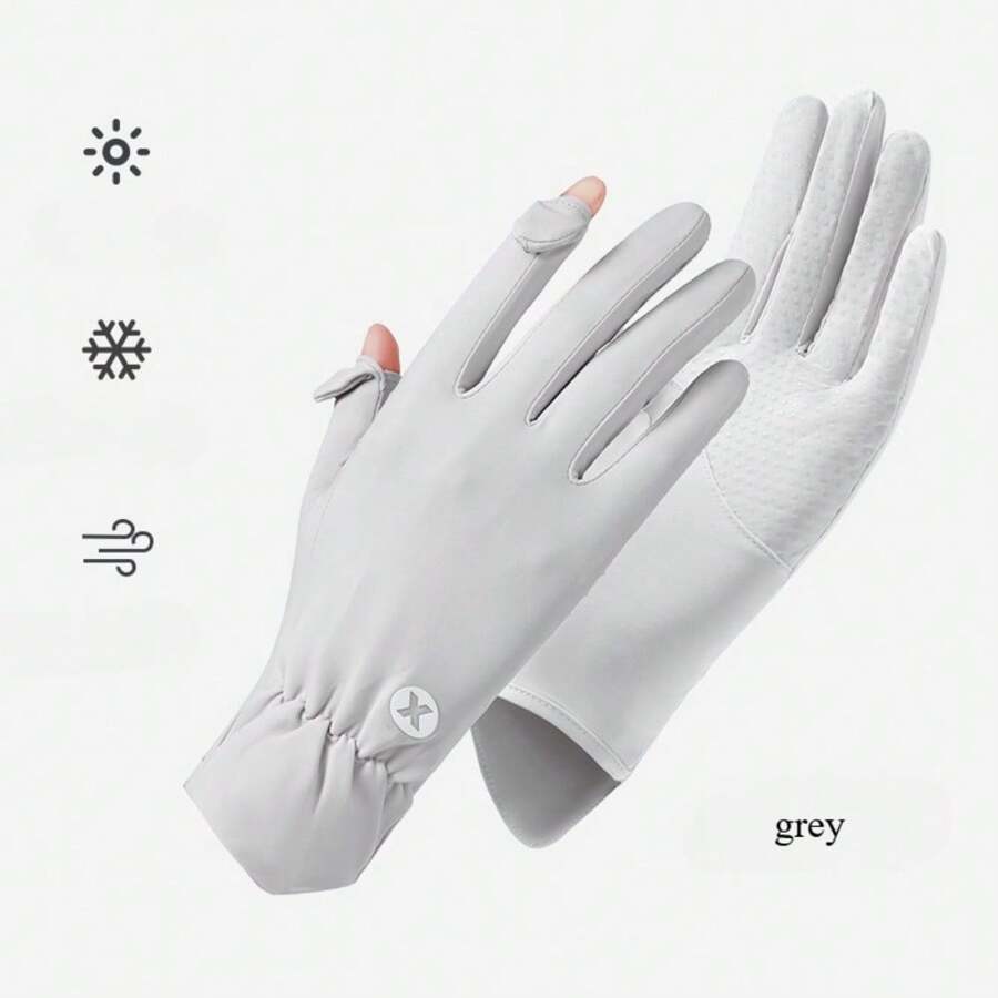 1 Pair Fingerless Driving Gloves, Non-Slip, UV Protection, Breathable Mesh, Suitable For Motorcycles, Bicycles And Outdoor Use In Summer