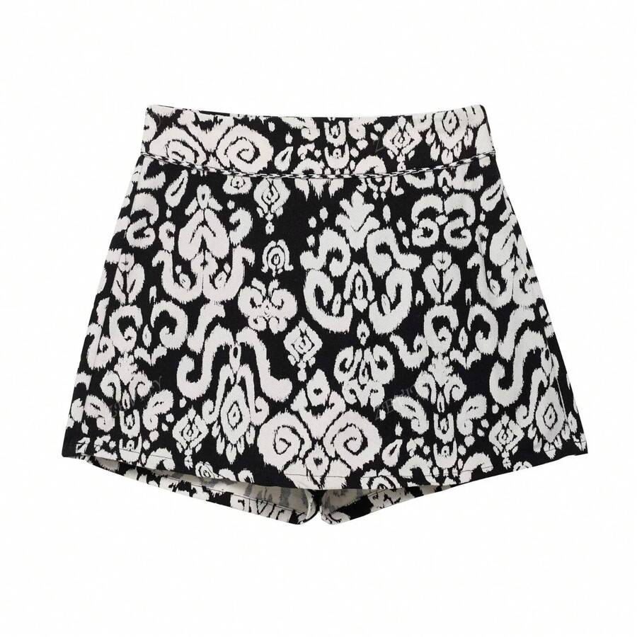 ZEVITY Women's Allover Print Elastic Waist Fashion Skirt Pants