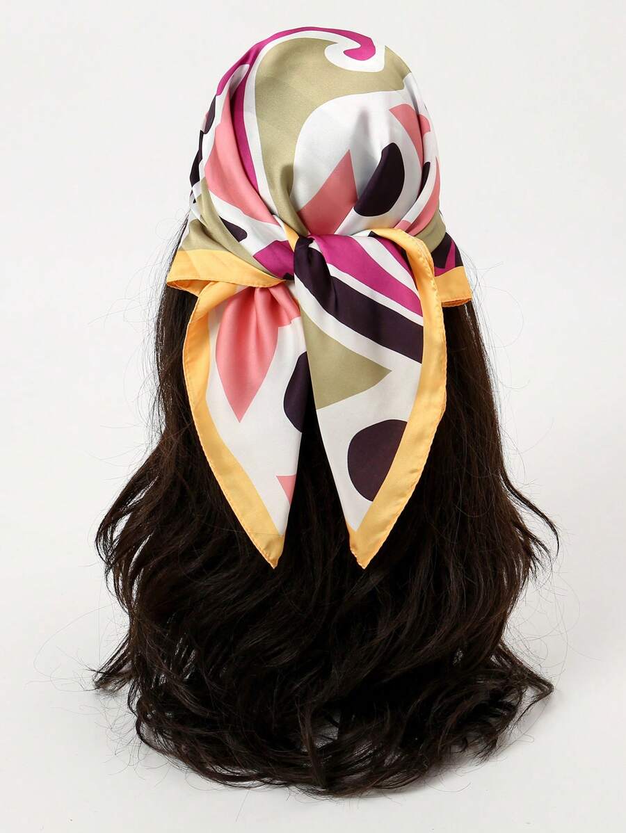 1 Stück einfach bedrucktes 70cm großes Quadratisches Tuch, neuer Frühjahrs-Bandana für Frauen, vielseitig als Taillengürtel, Haaraccessoire, Kopftuch, modischer Halstuch