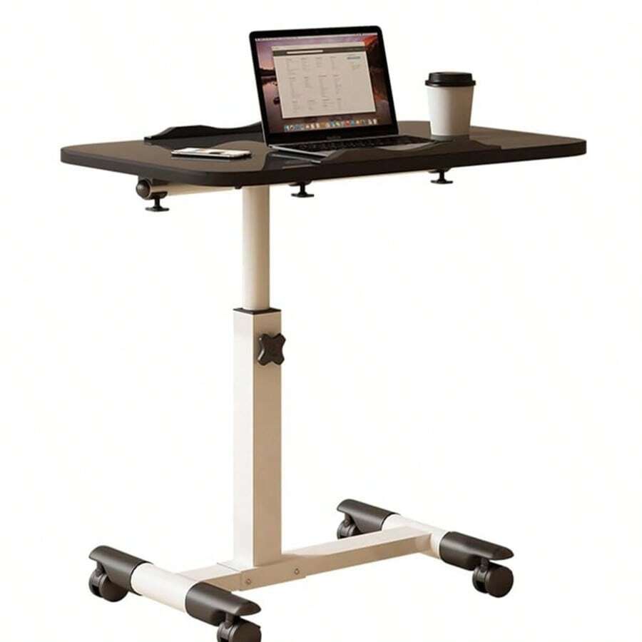 "Klappschreibtisch mit Rollen, Laptoptisch Höhenverstellbar 69-90cm, Metallrahmen Laptop Stehtisch Krankenbett für Wohnzimmer, Heimbüro,Krankenhaus,Schwarz Overbed Table, Medical Overbed Table, Hospital Mobile Standing Desk, Adjustable Height Standing Bedside Table with Tilting Desktop & Wheels for Hospital Home Office"