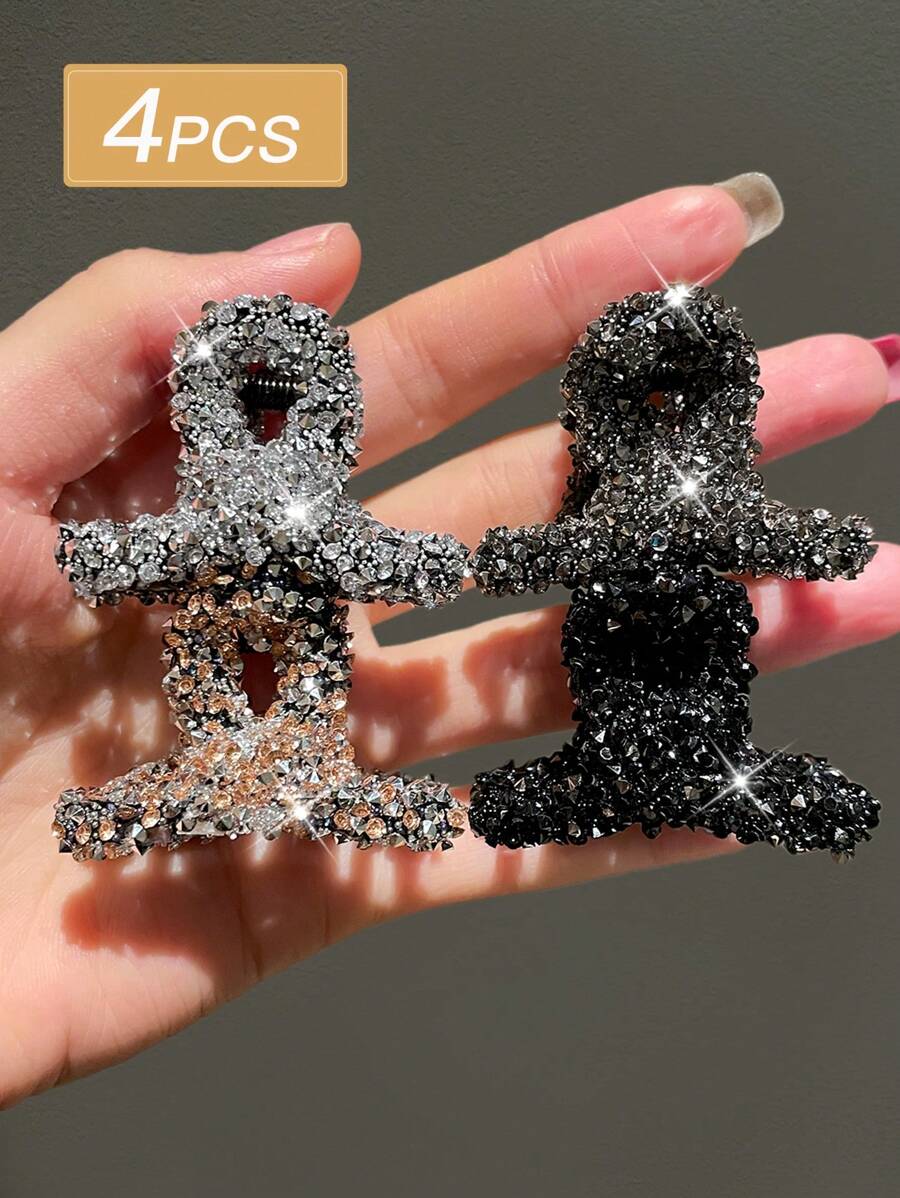 4 Stücke elegante Mode Haarklammer für Damen mit Strass-Einlagen, geeignet für den täglichen Gebrauch, Geschenkzubehör