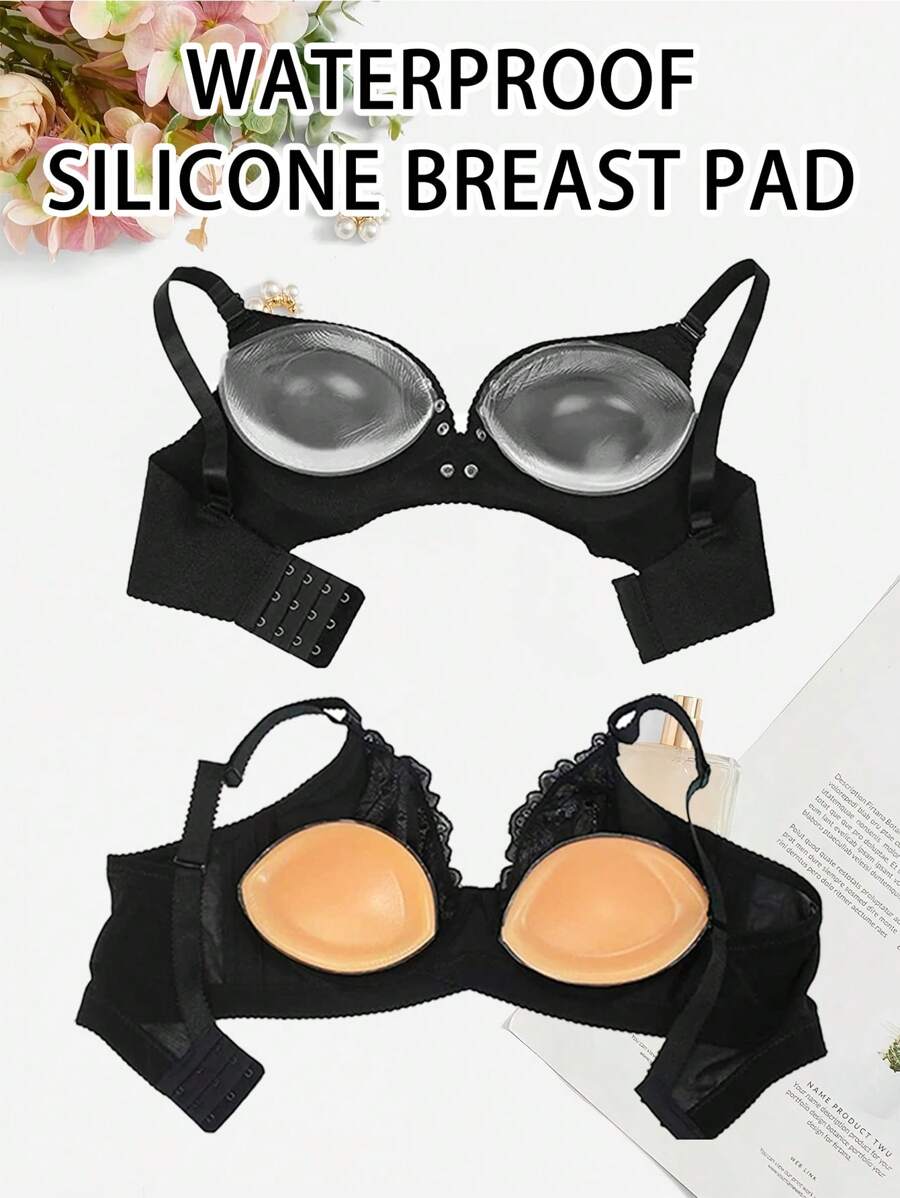 Transparent/Skin Tone Silicone Push Up Bra, Reusable Soft Breast Cup, Can Enhance The Bust Circumference Of Bras, Swimsuits, Bikinis, Help To Improve And Enhance Bust Circumference, Washable Silicone Material, Bra Accessories For Evening Dresses And Party Wear