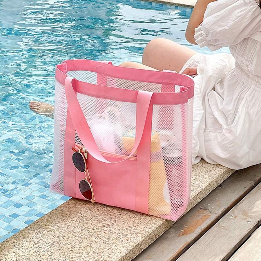 1 bolsa de praia de grande capacidade, mais vendida, com separação de molhado e seco, bolsa de natação de PVC à prova d'água para viagens, brinquedos e armazenamento de roupas