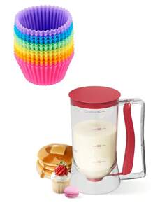 Red + 12pcs Silicone Muffin Cups